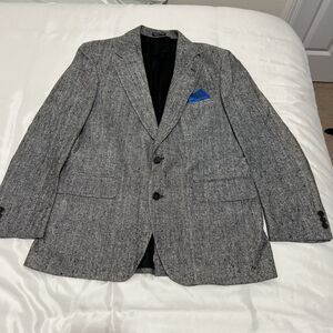 Christian Aujard Silk Blazer Sport Coat Gray Two Button Woven Classic Sz 40S